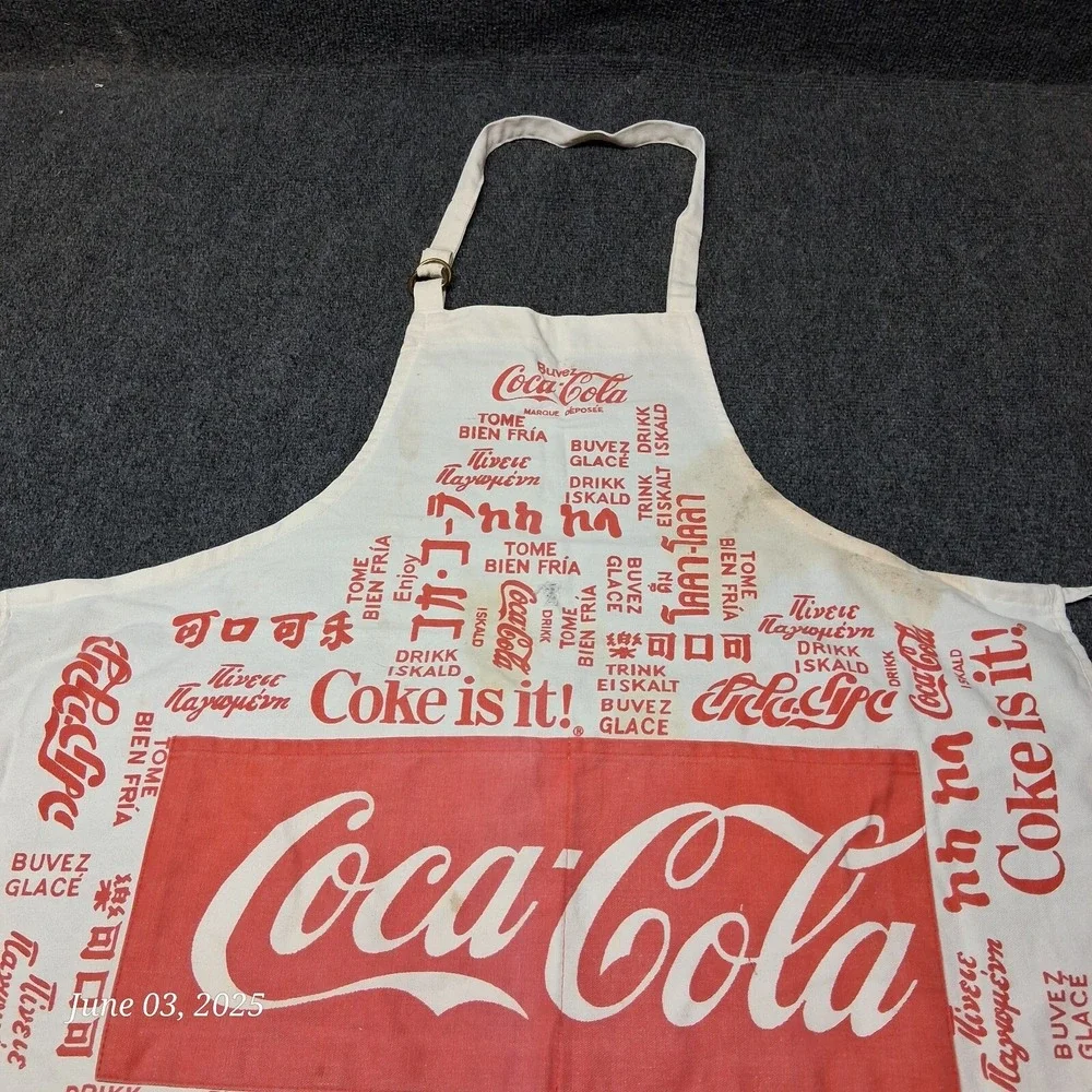 Vintage Coca Cola Coke Worldwide Apron With Pockets 1984 80s - Picture 2 of 8